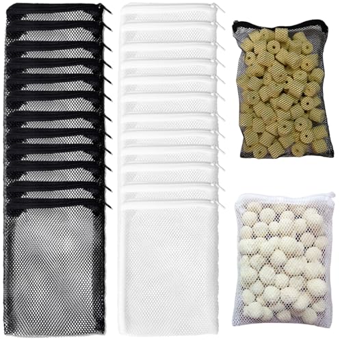 24 Stück Aquarium-Medientaschen, wiederverwendbare Filtertasche, Netz-Aquarium-Filter-Medientasche mit Kunststoff-Reißverschluss für Aktivkohle-Filtersteine, Keramikringe für Aquarium-Teichfilter 24 Stück Aquarium-Medientaschen, wiederverwendbare Filtertasche, Netz-Aquarium-Filter-Medientasche mit Kunststoff-Reißverschluss für Aktivkohle-Filtersteine, Keramikringe für Aquarium-Teichfilter von Ainvhh