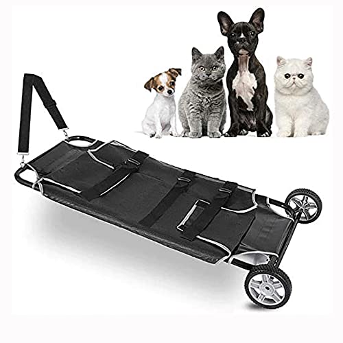 Tiertrage, Tiertransportwagen, Transporttrage Für Hunde Und Andere Tiere, Tiertrage Mit Sicherheitsgurt Und Rädern, Max 250Lbs von Aioneer