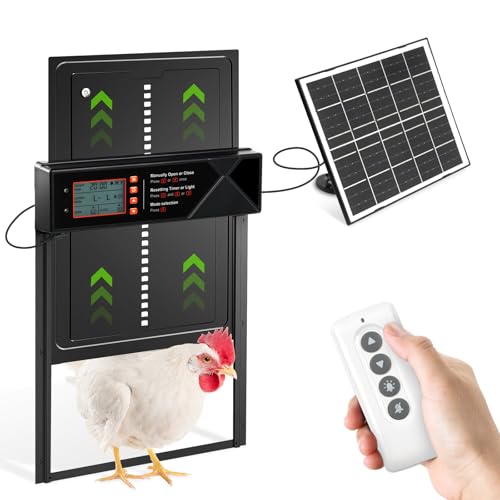 Automatische Hühnerstalltür solarbetrieben mit LCD-Display, großformatige Auto-Aluminium-Hühnertür, Timer & Lichtsensor(Fernbedienung & 4 Modi Smart Chicken Door Automatische Hühnerstalltür solarbetrieben mit LCD-Display, großformatige Auto-Aluminium-Hühnertür, Timer & Lichtsensor(Fernbedienung & 4 Modi Smart Chicken Door von Aiorddl
