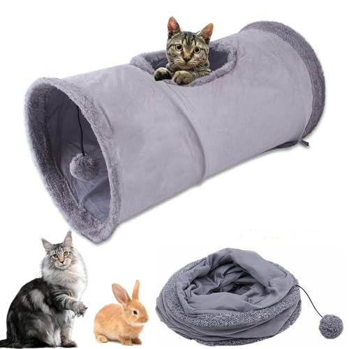 Katzentunnel, Katzenspielzeug, Cat Tunnel Große Katzen,30 * 68CM Spieltunnel mit Spielball Haustier,Faltbarer Erweiterbarer Rascheltunnel für Katzen Welphln Kaninchenoder Kleintier,Meerschweinchen von Aipwerer