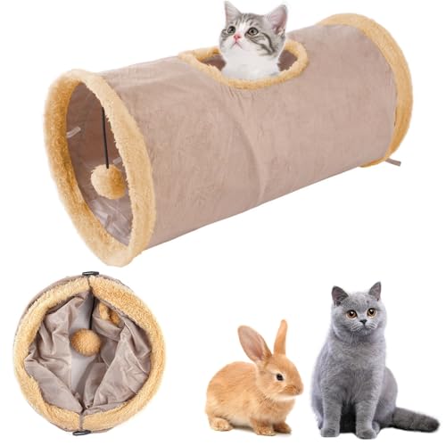 Katzentunnel, Katzenspielzeug, Cat Tunnel Große Katzen, 30 * 68CM Spieltunnel mit Spielball Haustier,Faltbarer Erweiterbarer Rascheltunnel für Katzen Welphln Kaninchenoder Kleintier,Meerschweinchen von Aipwerer