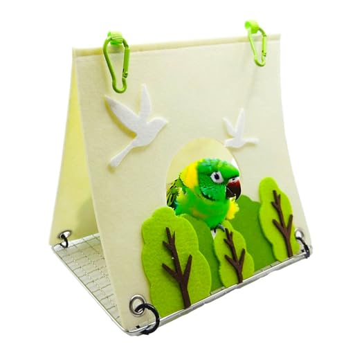 Aiqriwv Vogelbett aus Filz für Käfig mit 304 Edelstahlgitter – große Größe (23,9 x 16 x 21,1 cm) – Hängematte, Schaukel, Vogelzelte für Sittiche, Wellensittiche, Sittiche, Sittiche, Sittiche, Sittiche von Aiqriwv