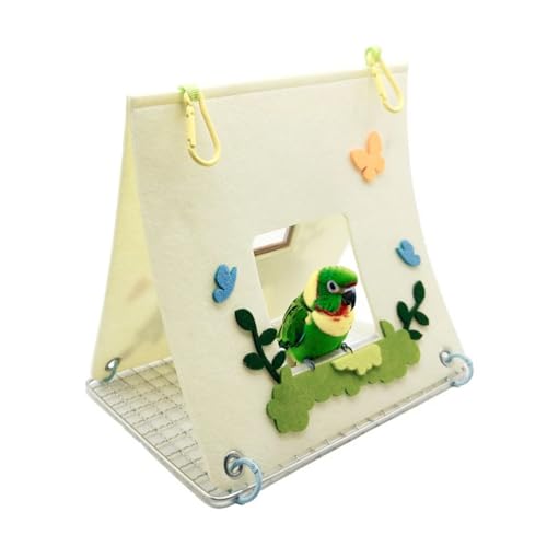 Aiqriwv Vogelbett aus Filz für Käfig mit 304 Edelstahlgitter – große Größe (23,9 x 16 x 21,1 cm) – Hängematte, Schaukel, Vogelzelte für Sittiche, Wellensittiche, Sittiche, Sittiche, Sittiche, Sittiche von Aiqriwv