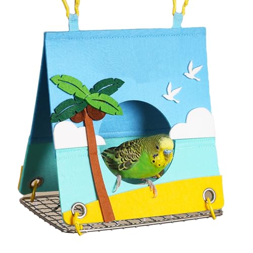 Aiqriwv Vogelbett aus Filz für Käfig mit 304 Edelstahlgitter – große Größe (23,9 x 16 x 21,1 cm) – Hängematte, Schaukel, Vogelzelte für Sittiche, Wellensittiche, Sittiche, Sittiche, Sittiche von Aiqriwv
