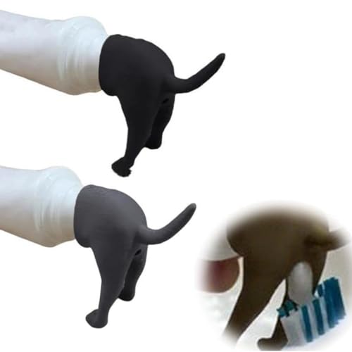 AirBnk Pooping Dog Butt Toothpaste Topper, Deckel für Zahnpasta für kackende Hunde, Kreativer Zahnpasta-Quetscher, Lustige Poop-Zahnpasta-Deckel, Zahnpastakappe für den Hintern eines Hundes (2 PC B) von AirBnk