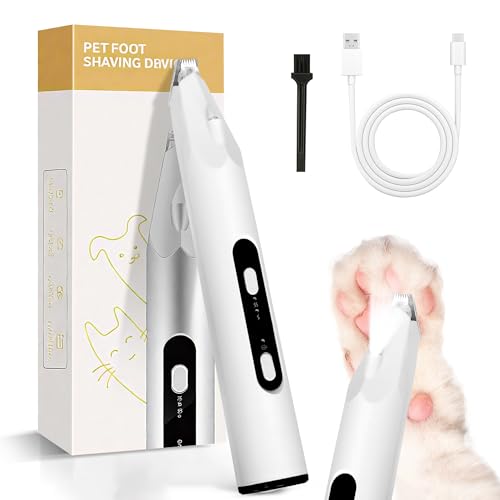 Schermaschine für Hunde Pfoten, Hundeschermaschine, Haustiertrimmer, Leise, mit LED-Licht&UV-Lampe, USB wiederaufladbar, Tierschermaschine für Hunde Katzen Haustiere Pfoten, Ohren, Augen, Gesicht von Airminti