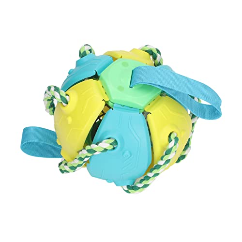 Airshi Fliegender Hundeball, Zurückkehrender Fliegender Untertassenball für Hunde, Abgeflacht mit Riemen für den Haustierpark (Gelb/Blau) von Airshi