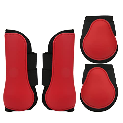 Airshi Pferde-Vorderbein-Gamaschen, Bequeme, Verstellbare Neopren-Schienbein-Gamaschen, Gelenkpolster für das Pferdetraining, Zum Springen, Zum Laufen (Rot 22,8 x 16 cm / 9,0 x 6,3 Zoll) von Airshi