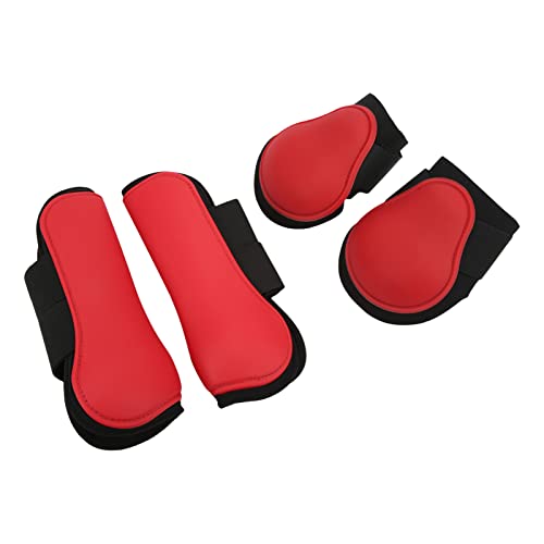 Airshi Pferde-Vorderbein-Gamaschen, Bequeme, Verstellbare Neopren-Schienbein-Gamaschen, Gelenkpolster für das Pferdetraining, Zum Springen, Zum Laufen (Rot 22 x 20 cm) von Airshi