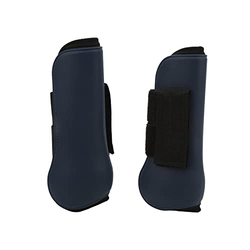 Airshi Sehnengamaschen für Pferde, PU+Stoff-Pferdebeingamaschen Zum Schutz (marineblaue Vorderbeine 22 x 20 cm) von Airshi