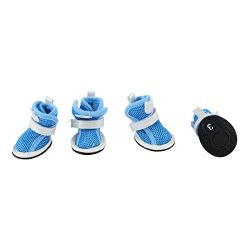Hundestiefel, Flexible Sohlen, Atmungsaktive Hundestrickschuhe für den Sommer, rutschfest (Blau) von Airshi