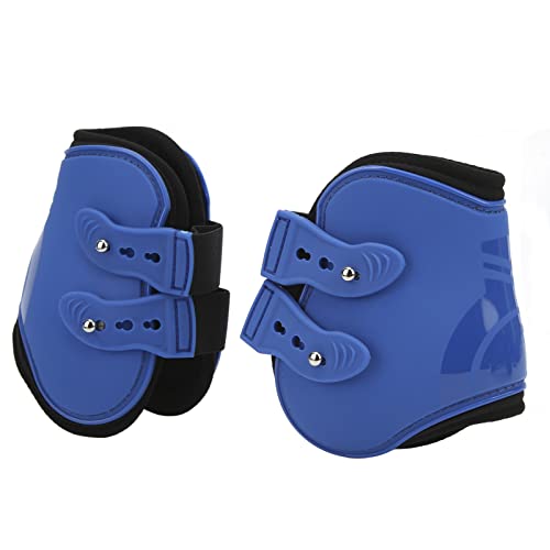 Pferdebeinstiefel, Pferdebeinstützenschutz, Blaues PU + Neopren für Pferdehinterbeine für Pferdewettkämpfe (Blaue Hinterbeine 22,8 x 16 cm / 9,0 x 6,3 Zoll) von Airshi