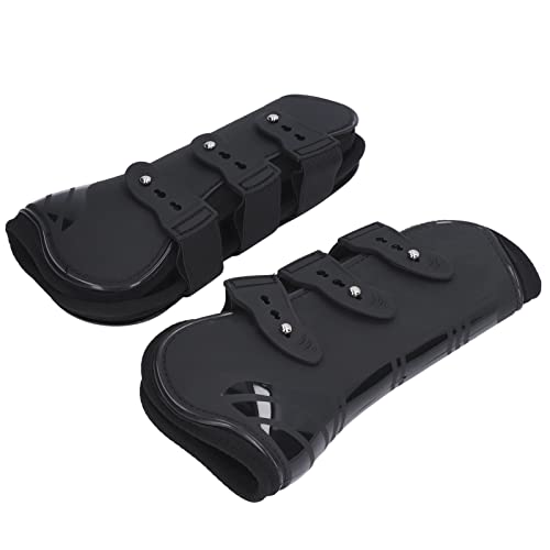 Airshi Pferdebeinstiefel, Schienbeinschoner für Pferde, PU-Neopren, Verstellbar, Frei Beweglich für Wettkämpfe (Schwarze Vorderbeine 22 x 20 cm) von Airshi