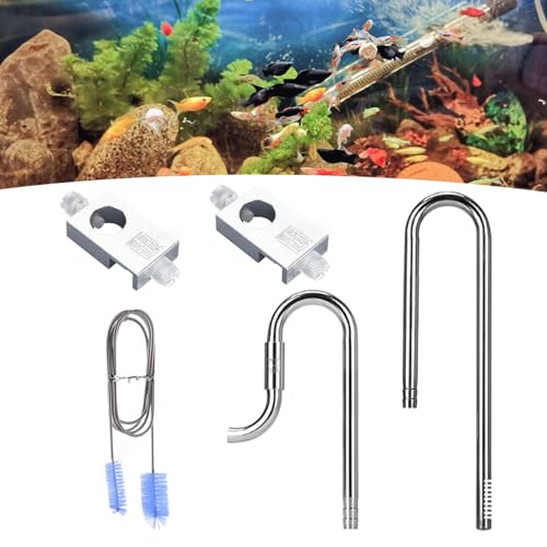 Aquarium Filterrohr, Inflow-Outflow Set Aquarium Skimmer Edelstahl-Lilienrohr Einlauf und Auslauf, Kompatibel mit 12MM Filterschläuchen für Aquarienpflanzen-Tanks(12MM) von Aisny