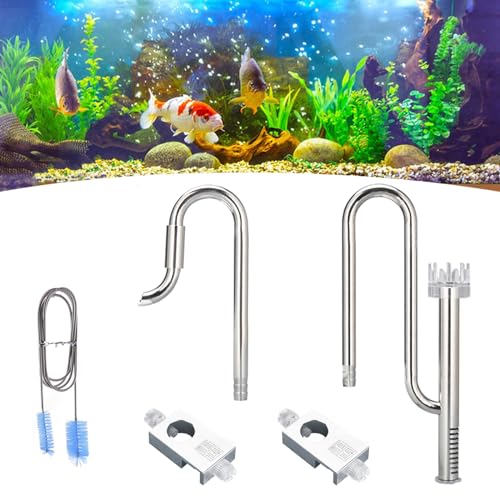 Mini-Edelstahl-Lilienrohr-Einlauf Und -Auslauf, 12mm Aquarium Wasseroberfläche Skimmer, Aquarium Filterrohr Edelstahl, Aquarium Einlauf Auslauf Zufluss Abfluss Rohre für Aquarium-Pflanzenbehälter von Aisny