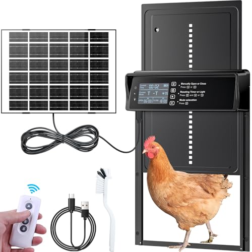 Hühnerklappe Solar,Aluminum Automatische Hühnerklappe,Hühnerklappe Hühnertür mit Wasserdicht Großes Display,Lichtsensor, Fernbedienung, Anti-Pinch, Timer für Sichere Hühnerhaltung Hühnerklappe Solar,Aluminum Automatische Hühnerklappe,Hühnerklappe Hühnertür mit Wasserdicht Großes Display,Lichtsensor, Fernbedienung, Anti-Pinch, Timer für Sichere Hühnerhaltung von Aissom