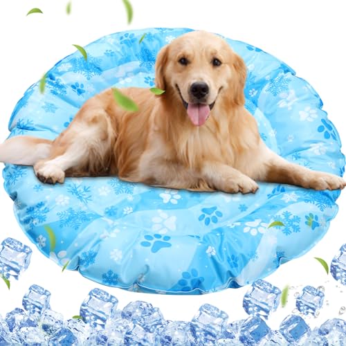 Aisuowa Kühlmatte für Katzen Hunde, Ungiftiges Kaltgelpad Kühlmatte Kratzfest Langlebiger Katzen Kühlmatte (hellblau, 50 * 70cm) von Aisuowa