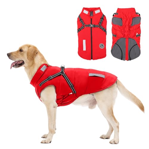 Hundemantel, Winter Hundejacke Wasserdicht Winddichte mit bauchschutz, Outdoor Hunde Wintermantel Hundeweste mit Fleece Gefütterte Reflektierend für Kleine Mittelere und Große Hunde Hundemantel, Winter Hundejacke Wasserdicht Winddichte mit bauchschutz, Outdoor Hunde Wintermantel Hundeweste mit Fleece Gefütterte Reflektierend für Kleine Mittelere und Große Hunde von Aisuowa