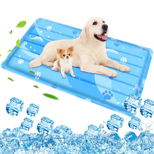 Kühlmatte Hund, Kuhlmatte für Hund und Katze mit Ungiftiges Gel, Selbstkühlende Kissen, Hundematte Kühlend Kratzfest langlebiger Tierkühlmatte Sommer (Blau, 50 * 90cm) von Aisuowa