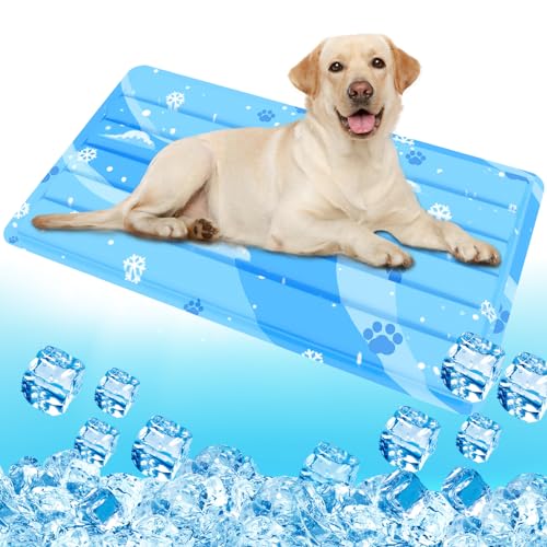 Kühlmatte Hund, Kuhlmatte für Hund und Katze mit Ungiftiges Gel, Selbstkühlende Kissen, Hundematte Kühlend Kratzfest langlebiger Tierkühlmatte Sommer (Blau, 50 * 90cm) von Aisuowa