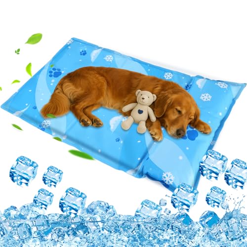 Kühlmatte Hund, Kuhlmatte für Hund und Katze mit Ungiftiges Gel, Selbstkühlende Kissen, Hundematte Kühlend Kratzfest langlebiger Tierkühlmatte Sommer (Blau, 60 * 90+15) von Aisuowa