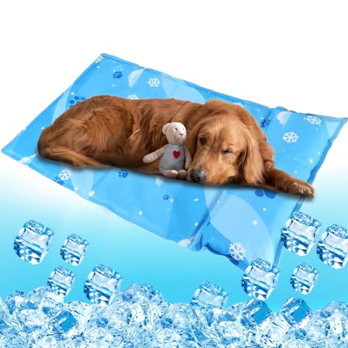 Kühlmatte Hund, Kuhlmatte für Hund und Katze mit Ungiftiges Gel, Selbstkühlende Kissen, Hundematte Kühlend Kratzfest langlebiger Tierkühlmatte Sommer (Blau, 60 * 90+15) von Aisuowa