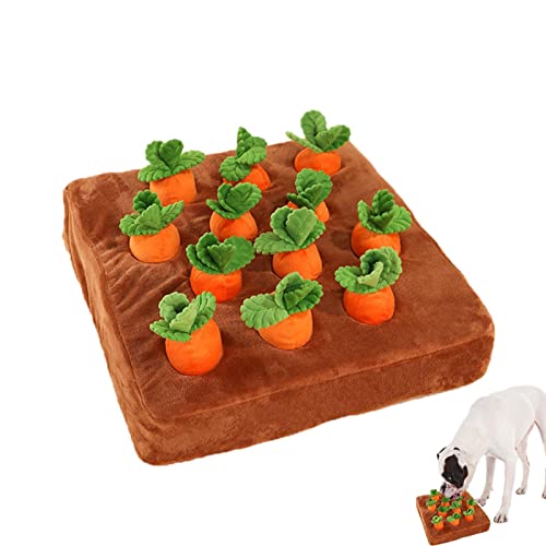Aisyrain Karotten Hundespielzeug, Intelligenzspielzeug für Hunde, Hunde-Schnüffelmatte mit 12 Quietschenden Karotten, Karottenfarm Hund Interaktives Spielzeug Für Kleine Mittlere Und Große Hunde von Aisyrain
