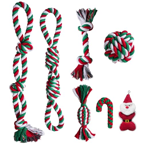 Aitmexcn Hundespielzeug Seil, 7 Pcs Hundespielzeug Set Unzerstörbar für Kleine mittelgroßen große Hund, Interaktiv Dog Rope Toy für Tug of War von Aitmexcn