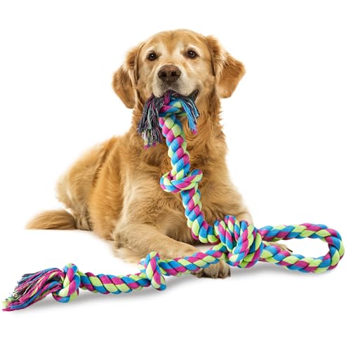 Aitmexcn Hundespielzeug Seil für große Hunde, Extra große Hundespielzeug Seil für Aggressive Kauer, 5 Knots Kauen Hundespielzeug aus Baumwolle, Zahngesundheit und Zahnreinigung Arten von Hunden von Aitmexcn