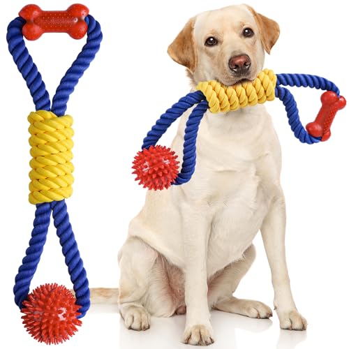 Aitmexcn Interaktives Hundespielzeug aus Seil, robustes Hundespielzeug für große, mittelgroße und kleine Hunde, 100 % Baumwolle, Kauspielzeug für Langeweile, Zugball, Seil, Zahnreinigung Aitmexcn Interaktives Hundespielzeug aus Seil, robustes Hundespielzeug für große, mittelgroße und kleine Hunde, 100 % Baumwolle, Kauspielzeug für Langeweile, Zugball, Seil, Zahnreinigung von Aitmexcn