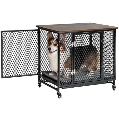 Aivituvin Hundehütte Möbel, Bewegliche hundebox für zuhause, Indoor Hundekennel für kleine, mittlere und große Hunde, doppeltüriges Holzhundehaus mit Kissen, Ablagetrog und Drahtboden (schwarz, L) Aivituvin Hundehütte Möbel, Bewegliche hundebox für zuhause, Indoor Hundekennel für kleine, mittlere und große Hunde, doppeltüriges Holzhundehaus mit Kissen, Ablagetrog und Drahtboden (schwarz, L) von Aivituvin