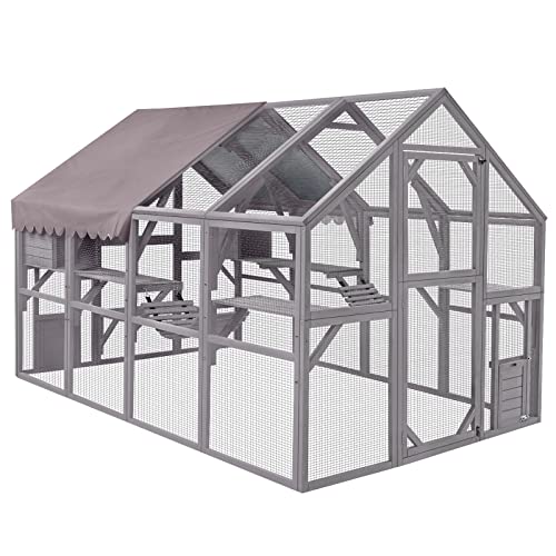 Aivituvin Großer Katzenauslauf Holzunterstand Catio Outdoor Kitty Haus Katzenhaus mit Spaziergängen, Dachabdeckung Aivituvin Großer Katzenauslauf Holzunterstand Catio Outdoor Kitty Haus Katzenhaus mit Spaziergängen, Dachabdeckung von Aivituvin