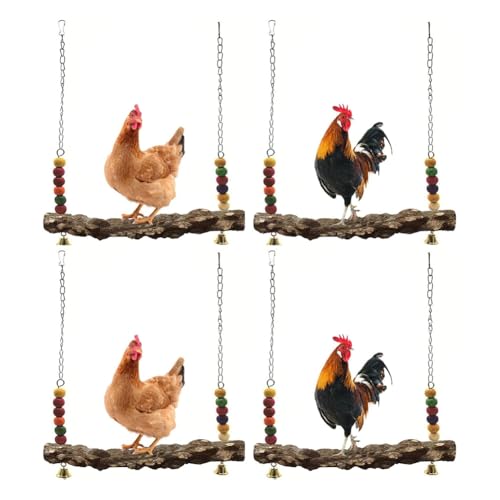 Aiwjeakh 4er-Pack Hühner-/Vogelschaukeln, Natürliches Schaukelspielzeug Aus, Holzständer für Küken, Sicheres Hühnerstallzubehör für Vögel, Papageien Aiwjeakh 4er-Pack Hühner-/Vogelschaukeln, Natürliches Schaukelspielzeug Aus, Holzständer für Küken, Sicheres Hühnerstallzubehör für Vögel, Papageien von Aiwjeakh