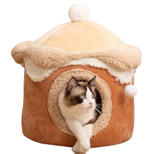 Aiwjeakh Höhle für Katzen und Hunde, Warmes Winter-Tiefschlaf-Haustiernest, Geometrisches Eishaus, Lustiges Komfortnest für Mittelbraun, 48 X 48 cm, Einfache Installation Aiwjeakh Höhle für Katzen und Hunde, Warmes Winter-Tiefschlaf-Haustiernest, Geometrisches Eishaus, Lustiges Komfortnest für Mittelbraun, 48 X 48 cm, Einfache Installation von Aiwjeakh