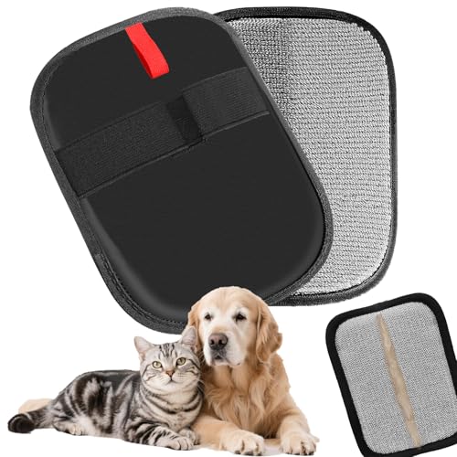 Aiwojiujiu 2 Stück verbesserte Tierhaarentfernungshandschuhe, waschbare, elektrostatische Handschuhe, Tierhaare für Katzen und Hunde, wiederverwendbares Tierhaarentferner-Werkzeug für Teppich, Vorhang von Aiwojiujiu
