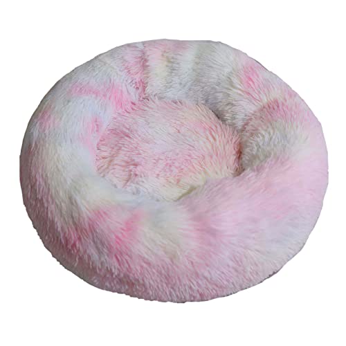 Aixingxing Plüsch-Donut-Haustierbett für Hunde und Katzen, beruhigendes Haustierbett für Hunde, Katzen, Haustiere, weiches, rundes Kissenbett mit rutschfester Unterseite und waschbar (L 60 cm, Farbe) von Aixingxing