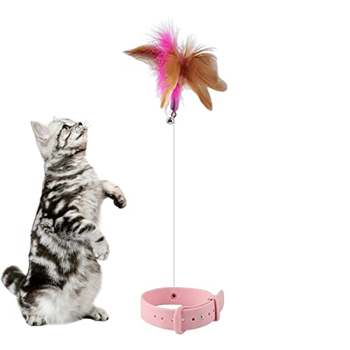 Aizuoni Cat Teaser Zauberstab Spielzeug | Neckender Katzenfederstab mit Halsband,Einfach zu verwendendes interaktives Haustierspielzeug für Hauskatzen zum Spielen von Verfolgungsjagden von Aizuoni