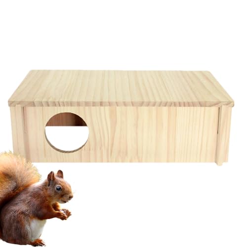 Aizuoni Hamsterhaus aus Holz, Hamsterversteck mit Mehreren Kammern - Rechteckiger 2-Zimmer-Tunnel für große Kleintiere und Haustiere zum Erkunden von Spielzeug,Kleintier-Tunnelspielzeug, von Aizuoni