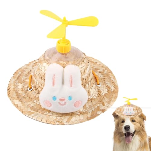 Aizuoni Haustier-Strohhut, Hunde-Propellerhut | Tragbare Hunde-Propeller-Sonnenhüte - Lustige Welpen-Sonnen-Eimerkappen, Verstellbarer Sombrero-Hut für kleine Hunde, mexikanische Party-Foto-Requisite von Aizuoni