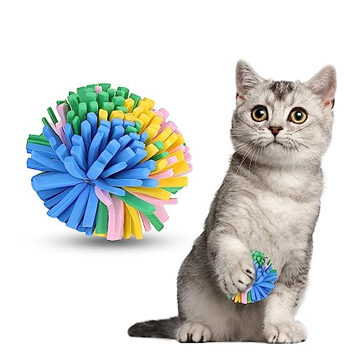 Aizuoni Hüpfbälle für Katzen Bunte Katzenspielzeugbälle für Hüpfspaß, Rollende Katzenbälle buntes Kauspielzeug mit weichem Ball, geräuschloses Spielzeug zur Bereicherung für Katzen, zufällige Farbe von Aizuoni