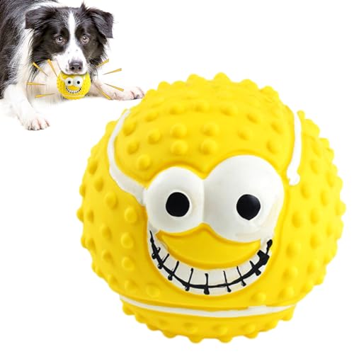 Aizuoni Hundeballspielzeug,Latexbälle für Haustiere, Quietschende Hundebälle, Bissfeste, quietschende Hundebälle mit Lächeln-Gesicht für Welpen, Hunde, kleine Katzen und Kätzchen von Aizuoni