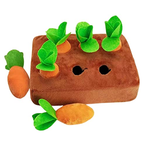 Aizuoni Hundekarotten-Plüschtier, Karotten-Schnüffelmatte für Hunde | rutschfeste Nasenarbeits-Futterspiele - Gefülltes Karotten-Plüsch-Puzzle-Spielzeug, Gemüse-Kauspielzeug für Aggressive von Aizuoni