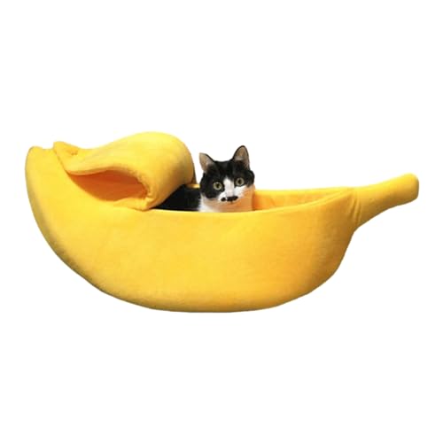 Aizuoni Katzen-Bananenbett, Warmes Bananennest Für Den Winter, Kreative Bananenform Bett Haus Warm Haustier Bett Weich Katze Hundehütte Bett Versteck Höhle von Aizuoni