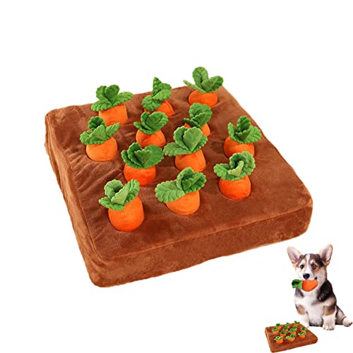 Aizuoni Schnüffelspielzeug Für Hunde | Kauspielzeug Für Hunde Für Aggressive Kauer,Hunde-Karotten-Spielzeug, Karotte Schnüffelteppich Hundespielzeug Intelligenz Schnüffelteppich Gemüse Plüschtier von Aizuoni