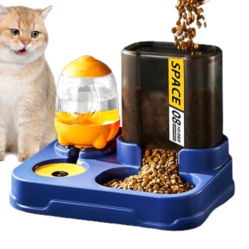 Aizuoni Schwerkraft-Katzenfutterspender, Katzenfutterspender und Wasserspender,Automatischer Futterspender für Haustiere, Wasserflasche | Haustierhalsschutz-Schwerkraft-Futterspender für Schlafzimmer, von Aizuoni