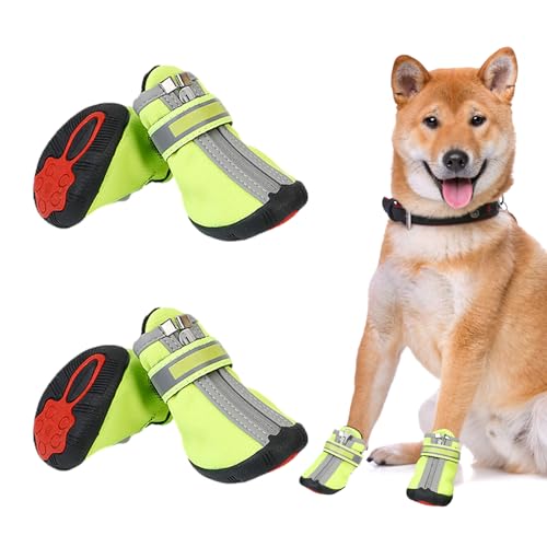 Anti-Rutsch-Hundesocken, Hundesocken für kleine Hunde | Verstellbare Hundepfotenschutz-Winterstiefel - wasserdichte, rutschfeste Hundestiefel für Hartholzböden, kleine, mittelgroße und große Aizuoni von Aizuoni