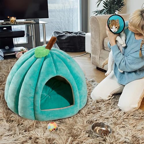 Haustierhöhlenbett,Kürbis-Katzenbett - Kürbisförmige Höhlenbetten für kleine Hunde - Weiches Haustierzeltbett, bequemes Haustierhöhlenbett für Hauskatzen und kleine Hunde Haustierhöhlenbett,Kürbis-Katzenbett - Kürbisförmige Höhlenbetten für kleine Hunde - Weiches Haustierzeltbett, bequemes Haustierhöhlenbett für Hauskatzen und kleine Hunde von Aizuoni