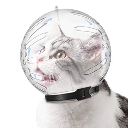 Katzenhaube,Atmungsaktiver Und Leichter Astronautenmaulkorb Für Katzen Mit 46 Löchern | Schutz- Und Anti-Biss-Maulkörbe Für Die Pflege Haustiere, Katzen, Kätzchen von Aizuoni