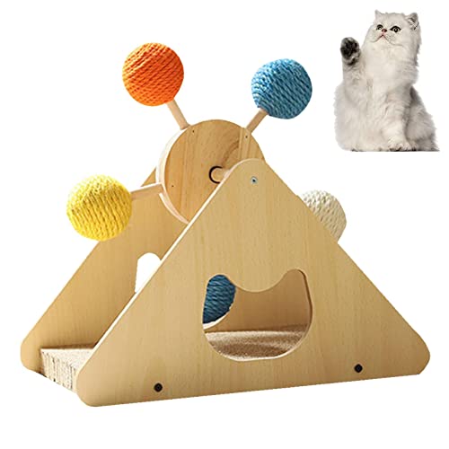 Katzenkratzbaum Kratzspielzeug,Großer drehbarer interaktiver Kratzseilball für Katzen aus Massivholz | Kratzunterlage für Katzen oder Kätzchen im Haus hält Katzen fit und schützt Möbel Aizuoni von Aizuoni
