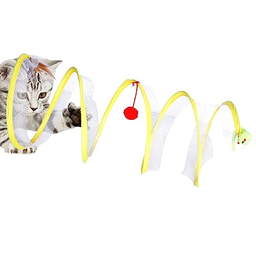 Katzenrohr Kitten Tube Toy Zusammenklappbarer Katzentunnel,Elastisches lustiges Kätzchen-Röhrenspielzeug für Katze und Kaninchen-Murmeltier von Aizuoni